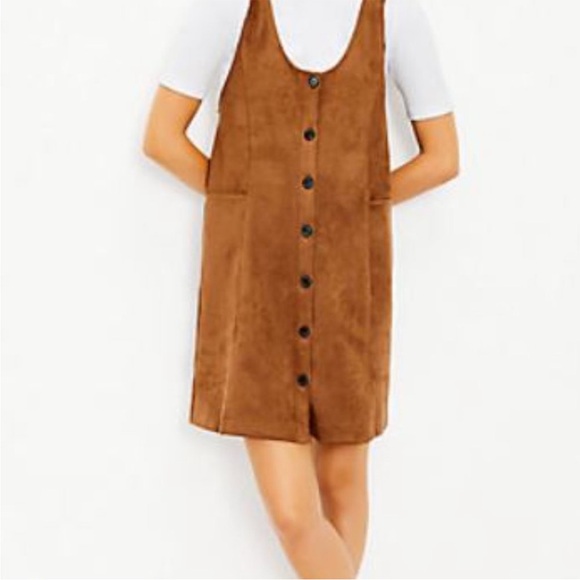 Loft Faux vegan Suede Button Pocket Dress size medium - Picture 3 of 8